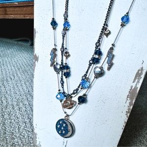 Betsey Johnson Vintage Moon/Lightning Bolt 3 Tier Necklace.